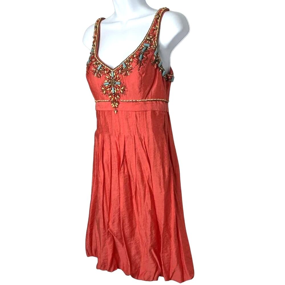 Sue Wong Southwestern Beaded Coral Bubble Mini Cocktail Dress 4 / S NWOT - Picture 7 of 8